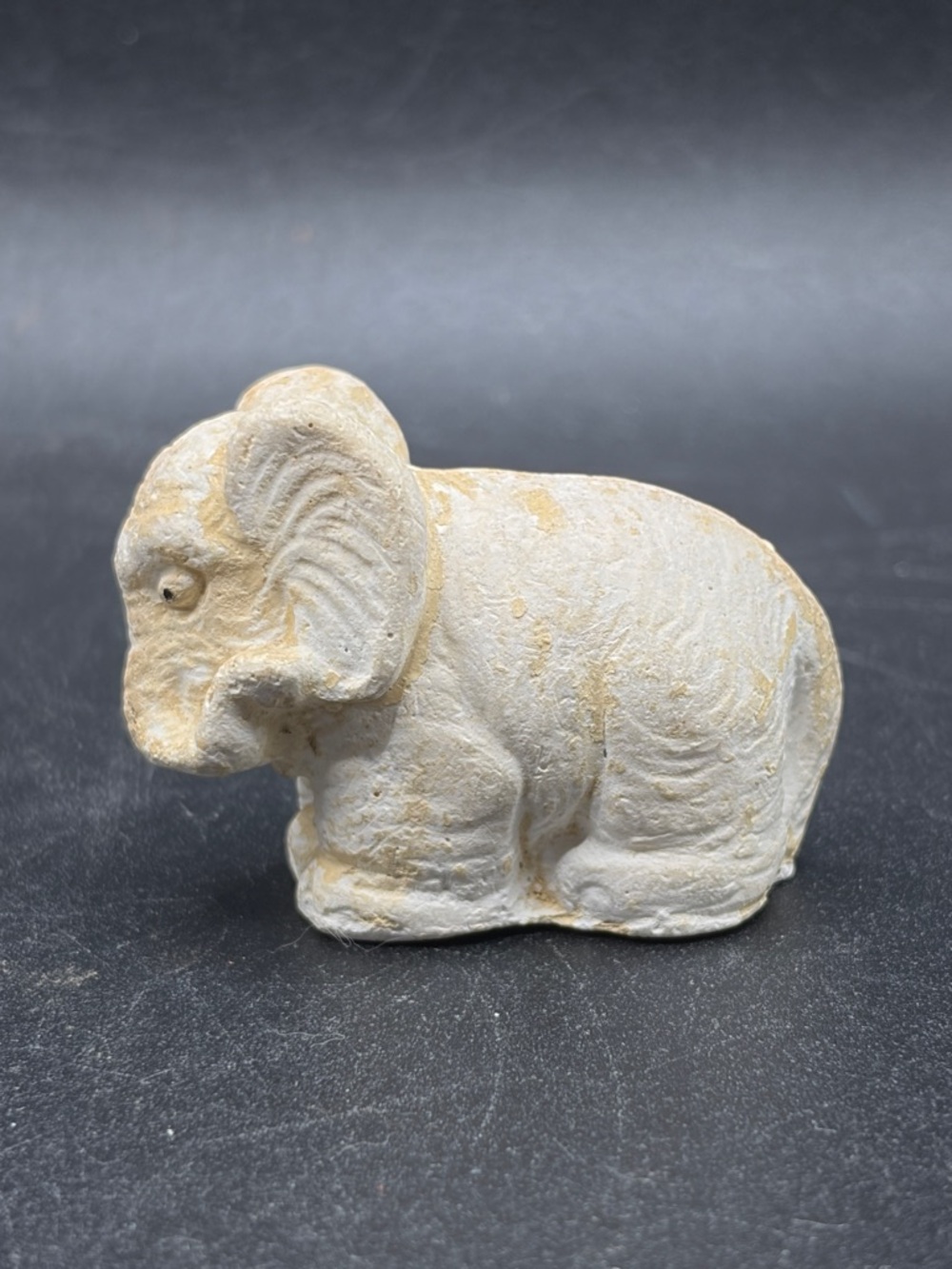 Vintage Mid Century Chalkware Elephant Figurine Mini Figure Collectible Trinket